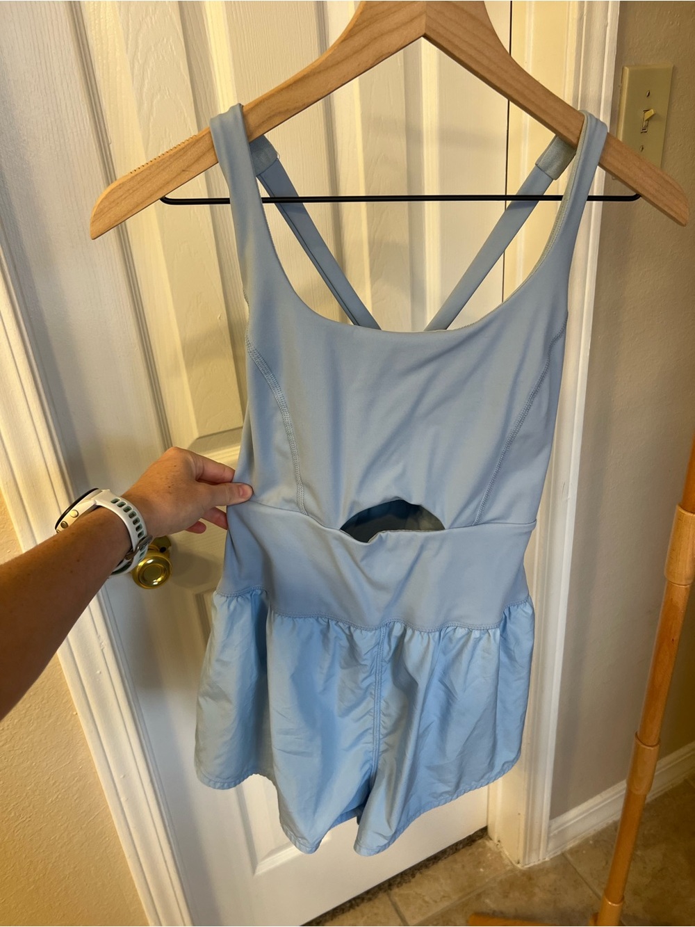 FP Movement by Free People Pale Blue Strappy Romper
